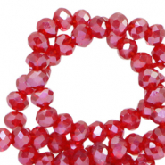 Top faceted beads 4x3mm disc Raisin Torte Red-Pearl Shine Coating