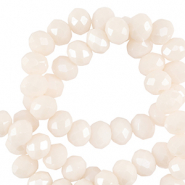 Top faceted beads 4x3mm disc Vanilla White-Pearl Shine Coating