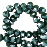 Top faceted beads 3x2mm disc Forest Green-Pearl Shine Coating