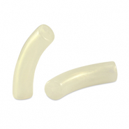 Acrylic tube beads shiny Golden Off White