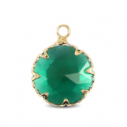 Crystal glass charms 13mm Classic Green-Gold