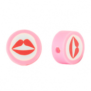 Polymer beads kiss 10mm Pink-White Red