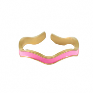 Stainless steel rings Gold-Neon Pink