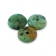 Natural stone beads Serpentine rondelle 6mm Shamrock Green