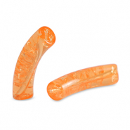 Acrylic tube beads crackled Orange