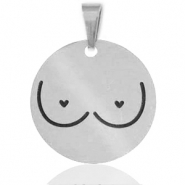 Stainless steel charms breasts Silver