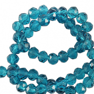 Top faceted beads 4x3mm disc Teal Blue