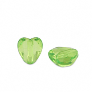 Acrylic beads heart Spring Green Transparent
