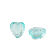Acrylic beads heart Ocean Blue Transparent
