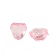Acrylic beads heart Pink Transparent