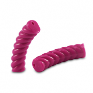 Acrylic tube beads twisted Magenta Pink