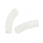 Acrylic tube beads twisted Transparent White