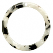 Resin pedants 35mm round Tortoise White
