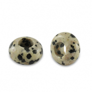 Natural stone beads Dalmatian Stone rondelle 14mm Greige