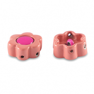 Tile beads flower Lantana Pink-Magenta Pink