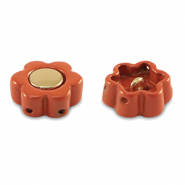Tile beads flower Coral Red-Gold