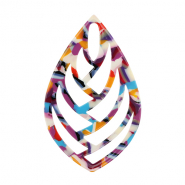 Resin pendants leaf Multicolor Confetti