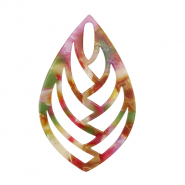 Resin pendants leaf Multicolor Pink-Green