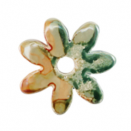 DQ greek ceramic beads flower Light Green-Orange