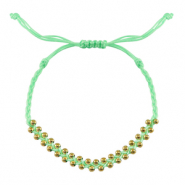 Ready-made Bracelets stainless steel beads Mint Green-Gold