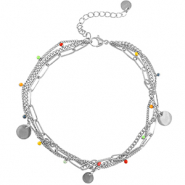 Stainless steel anklets coins Silver-Multicolour