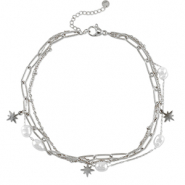 Stainless steel anklets pearl Silver-White