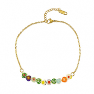 Stainless steel bracelets millefiori Gold-Multicolour