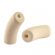 Acrylic tube beads matt Apricot Beige