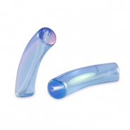 Acrylic tube beads Carolina Blue-AB Coating