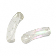 Acrylic tube beads Transparent Glitter-AB coating