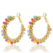 Stainless steel earrings facet Multicolour-Gold