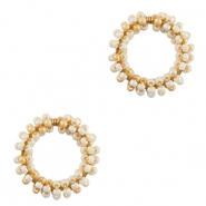 Stainless steel charms beads Beige-Gold