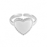 Stainless steel rings heart Silver