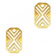 Stainless steel charms connector octagon X Gold