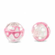 Hand-painted glass beads 14mm Transparent-Pink White