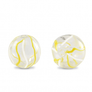 Hand-painted glass beads 14mm Transparent-Yellow White
