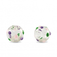 Hand-painted glass beads 8mm Transparent-Purple Green