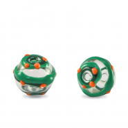 Hand-painted glass beads 8mm Transparent-Green Orange