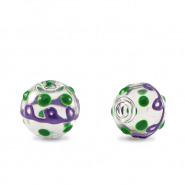 Hand-painted glass beads 8mm Transparent-Purple Green