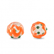 Hand-painted glass beads 8mm Transparent-Green Orange
