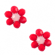Top Faceted charms flower Red-Pink
