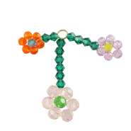 Top Faceted charms flower Gold-Pink Orange