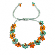 Top faceted Anklets flower Orange-Ocean Blue
