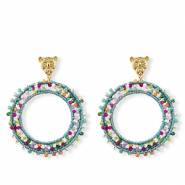 Top Faceted earrings 60mm Gold-Multicolour