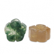 Natural stone beads Agate flower Multicolour Brown-Green