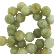 Natural stone beads Serpentine 8mm matt Olive Green