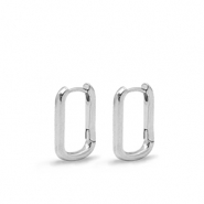 DQ European metal findings creole earrings oval Silver (nickel free)