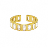 Stainless steel rings crystal Gold