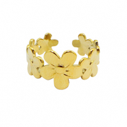 Stainless steel rings flower Gold