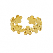 Stainless steel rings flower Gold